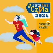 Plakat promujący kampanię #TataTeżCzyta - Fundacja Powszechnego Czytania